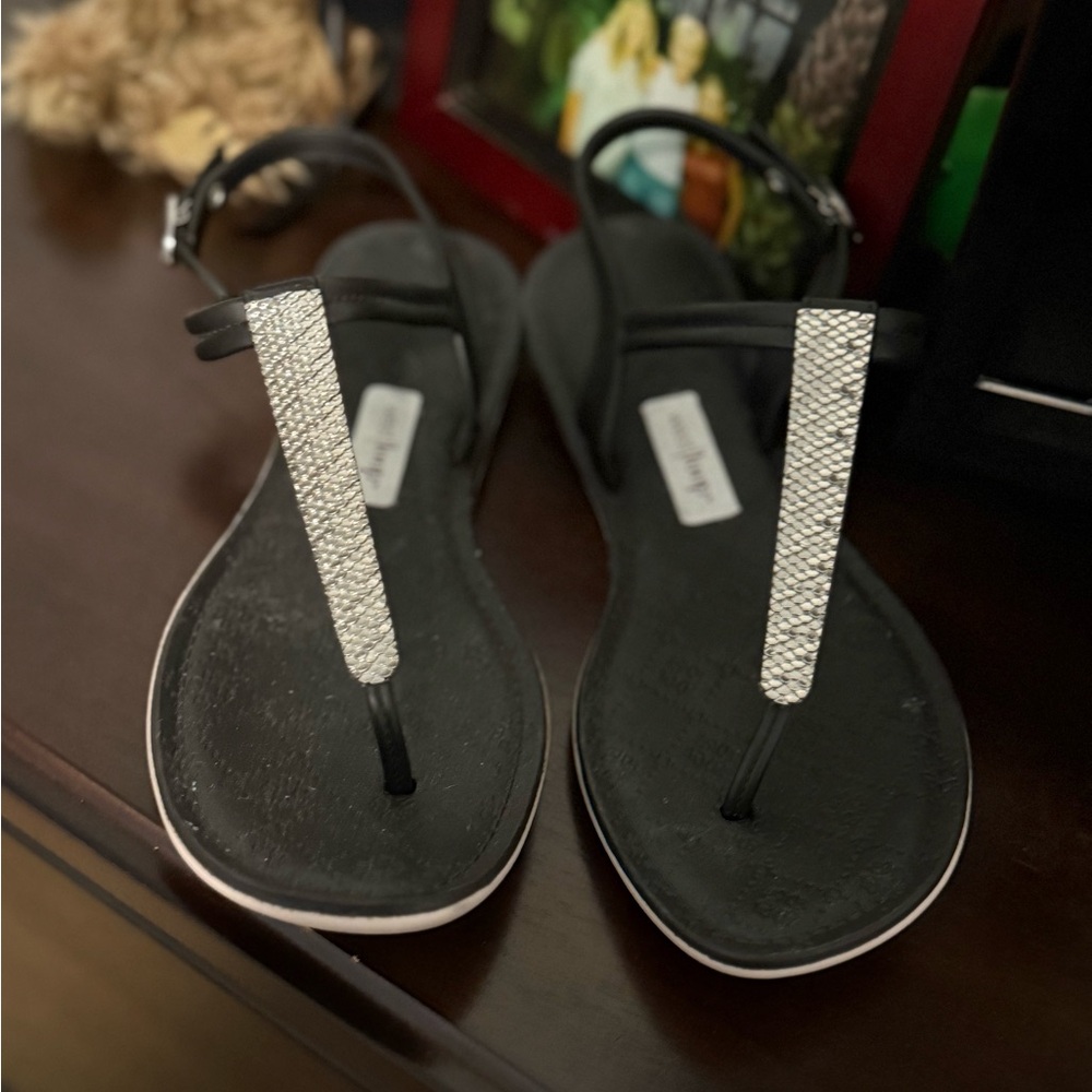 West Loop Black and Silver Sandals